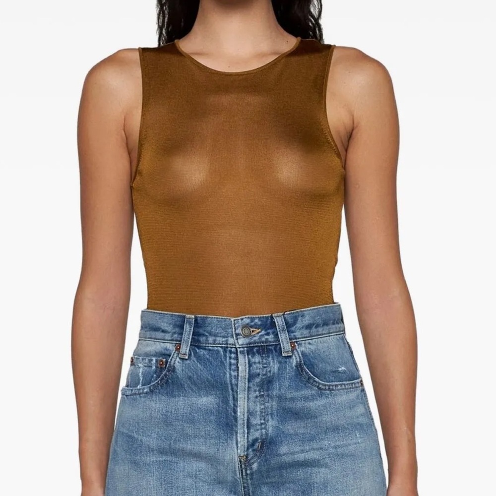 Saint Laurent Tan Sleeveless Tank Top